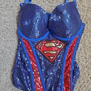 Superhero Sequin Corset - Blue and Red